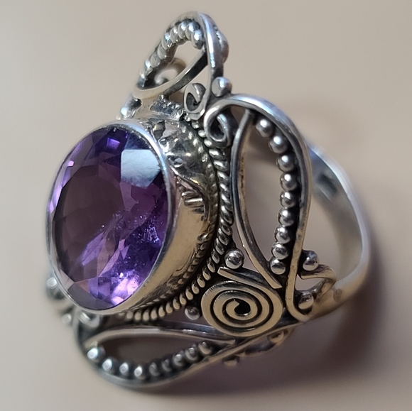 Sterling Silver Purple Amethyst Rustic - Picture 12 of 16